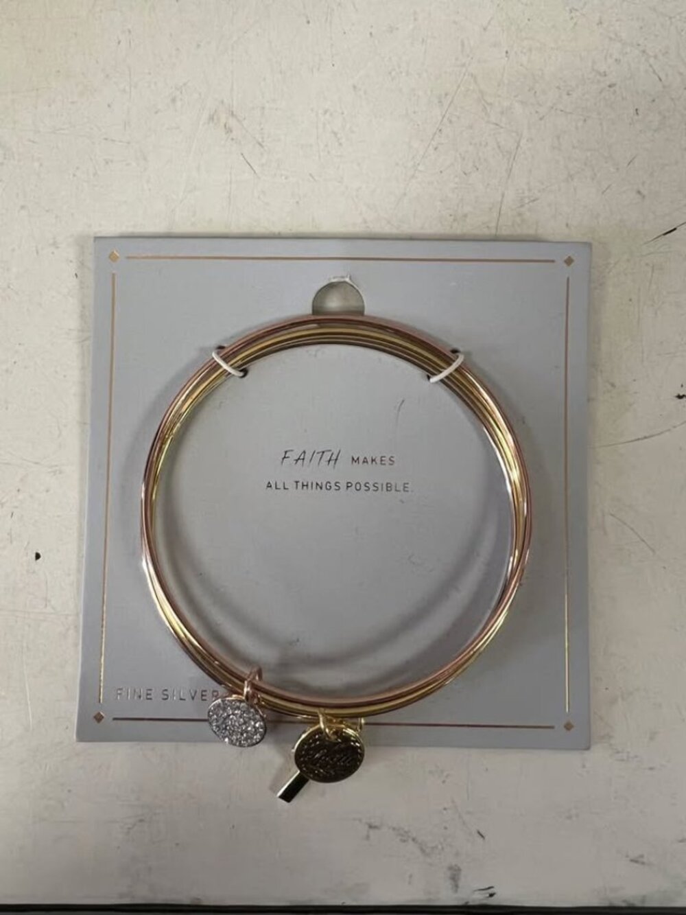 Brand New Faith Makes All Things Possible Tri Tone Bangle Set.